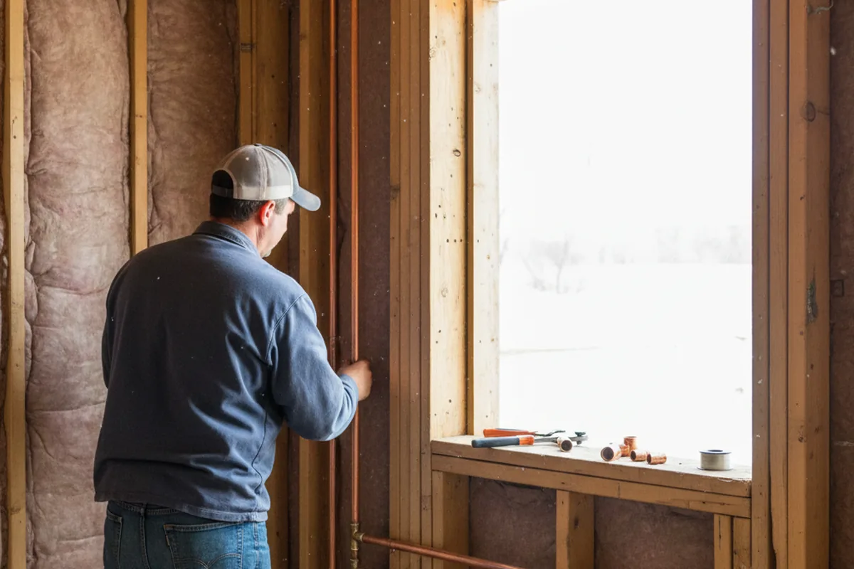 Licensed plumber running new copper supply lines in a Buffalo home